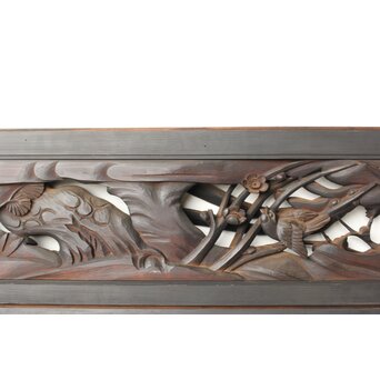 寺院欄間 木彫松竹梅に鳳凰 2枚1組　R0439 