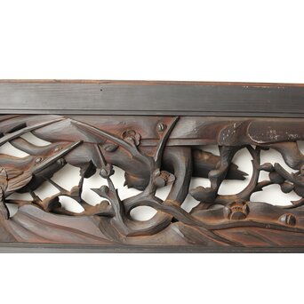 寺院欄間 木彫松竹梅に鳳凰 2枚1組　R0439 