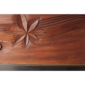 竜田川 欅一枚板木彫欄間 2枚1組　R0443Y 