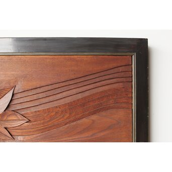 竜田川 欅一枚板木彫欄間 2枚1組　R0443Y 