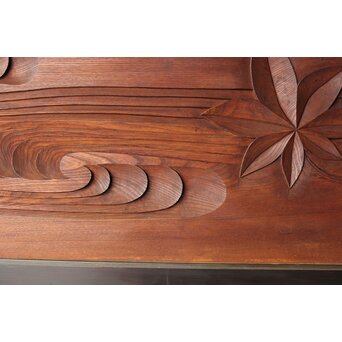 竜田川 欅一枚板木彫欄間 2枚1組　R0443Y 