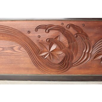 竜田川 欅一枚板木彫欄間 2枚1組　R0443Y 