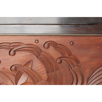 竜田川 欅一枚板木彫欄間 2枚1組　R0443Y 