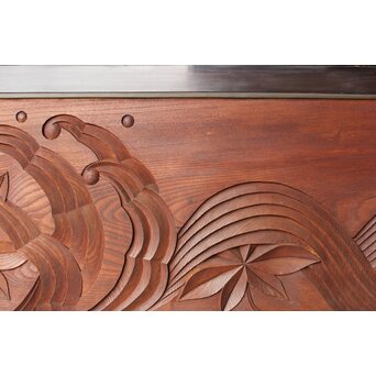 竜田川 欅一枚板木彫欄間 2枚1組　R0443Y 