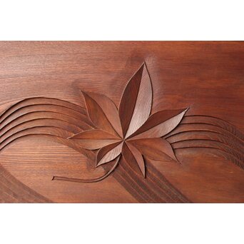 竜田川 欅一枚板木彫欄間 2枚1組　R0443Y 