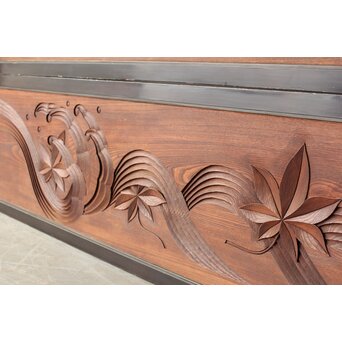 竜田川 欅一枚板木彫欄間 2枚1組　R0443Y 