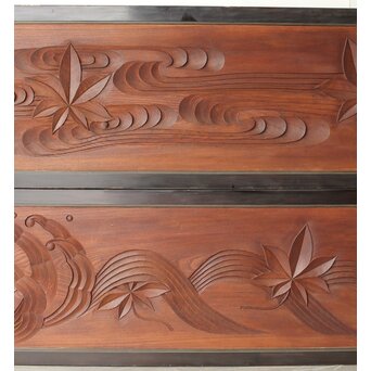 竜田川 欅一枚板木彫欄間 2枚1組　R0443Y 
