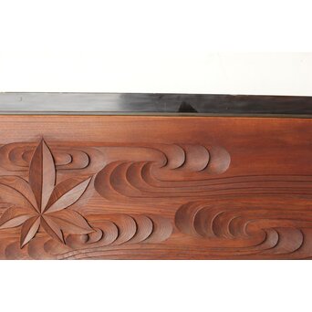 竜田川 欅一枚板木彫欄間 2枚1組　R0443Y 