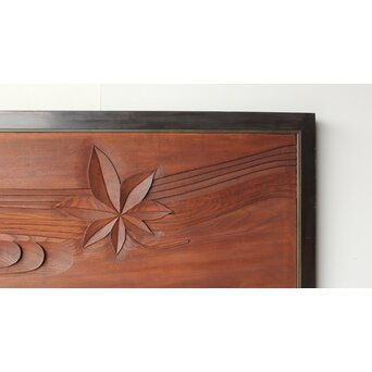 竜田川 欅一枚板木彫欄間 2枚1組　R0443Y 