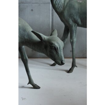 銅製 牡鹿女鹿置物　M438 