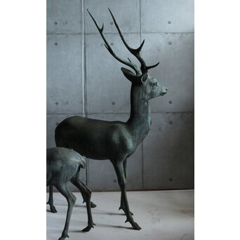 銅製 牡鹿女鹿置物　M438 