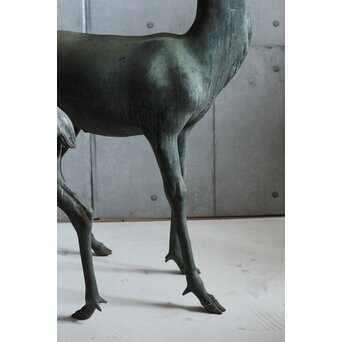 銅製 牡鹿女鹿置物　M438 