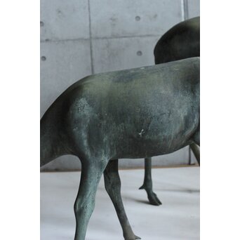 銅製 牡鹿女鹿置物　M438 