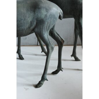 銅製 牡鹿女鹿置物　M438 