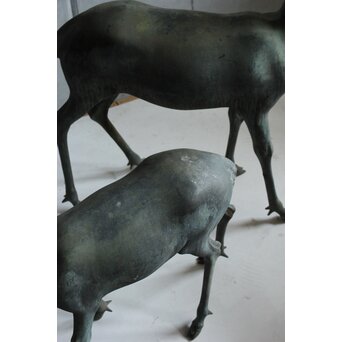 銅製 牡鹿女鹿置物　M438 