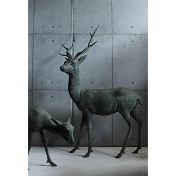 銅製 牡鹿女鹿置物　M438 
