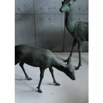 銅製 牡鹿女鹿置物　M438 