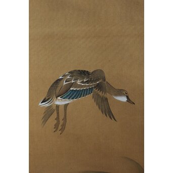 倣 松村景文 群鴨図 絹本軸装　Z560 