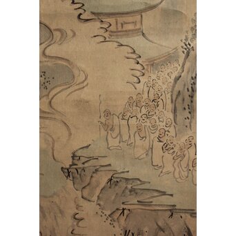 風外本高 禅画 五百羅漢図 紙本掛軸　Z562 