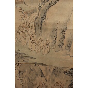 風外本高 禅画 五百羅漢図 紙本掛軸　Z562 