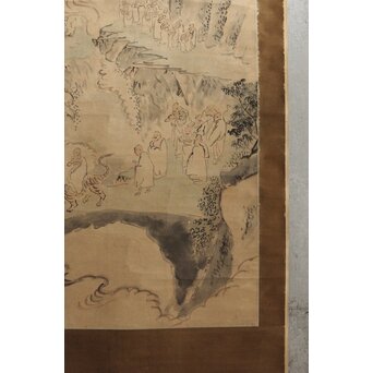 風外本高 禅画 五百羅漢図 紙本掛軸　Z562 