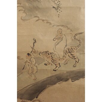 風外本高 禅画 五百羅漢図 紙本掛軸　Z562 