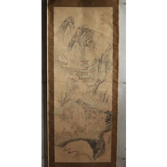 風外本高 禅画 五百羅漢図 紙本掛軸　Z562 