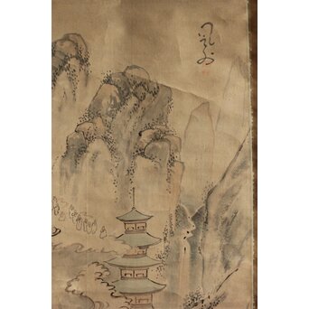 風外本高 禅画 五百羅漢図 紙本掛軸　Z562 