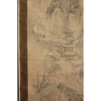 風外本高 禅画 五百羅漢図 紙本掛軸　Z562 