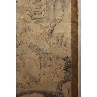 風外本高 禅画 五百羅漢図 紙本掛軸　Z562 