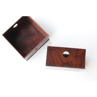 太田萬吉作か 指物 御蔵島製桑か 煙草盆 一対　X475