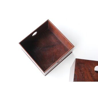 太田萬吉作か 指物 御蔵島製桑か 煙草盆 一対　X475 