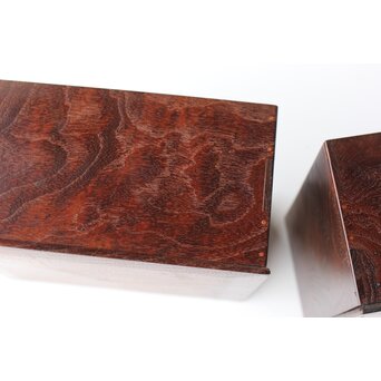 太田萬吉作か 指物 御蔵島製桑か 煙草盆 一対　X475 