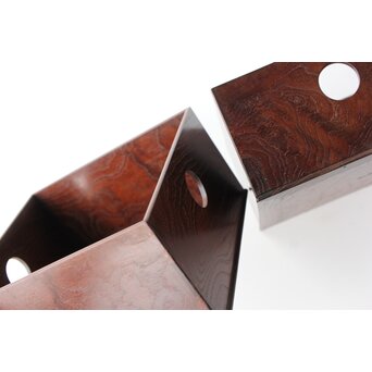 太田萬吉作か 指物 御蔵島製桑か 煙草盆 一対　X475 