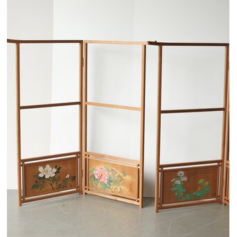 石丸僊洲/春翠 衣桁 衝立 2枚1組　X564 