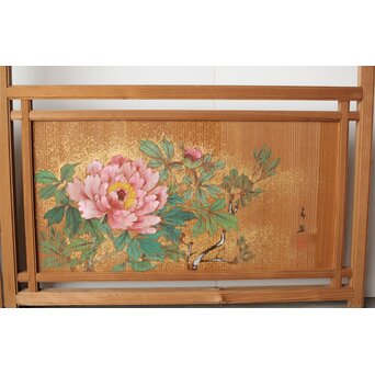 石丸僊洲/春翠 衣桁 衝立 2枚1組　X564 