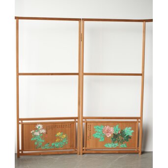 石丸僊洲/春翠 衣桁 衝立 2枚1組　X564 