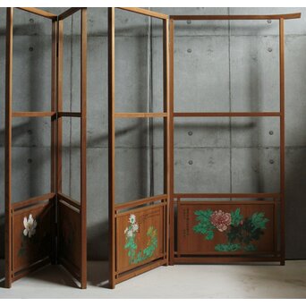 石丸僊洲/春翠 衣桁 衝立 2枚1組　X564 