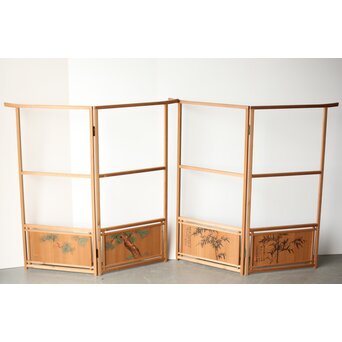 石丸僊洲/春翠 衣桁 衝立 2枚1組　X564 