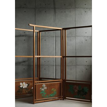 石丸僊洲/春翠 衣桁 衝立 2枚1組　X564 