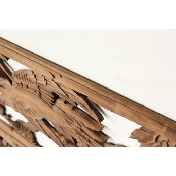 枠無 鶴松竹 堅木木彫欄間 2枚1組　R0445 