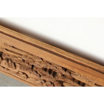 枠無 楼閣文人 堅木欄間　R0446 