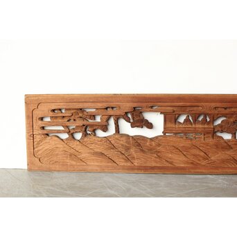 枠無 楼閣文人 堅木欄間　R0446 