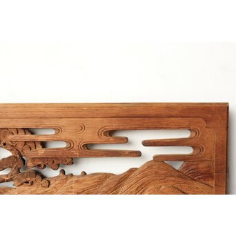 枠無 楼閣文人 堅木欄間　R0446 