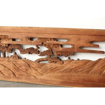 枠無 楼閣文人 堅木欄間　R0446 