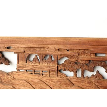 枠無 楼閣文人 堅木欄間　R0446 