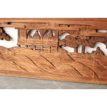 枠無 楼閣文人 堅木欄間　R0446 