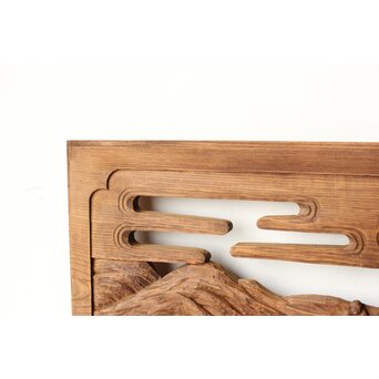 枠無 楼閣文人 堅木欄間　R0446 