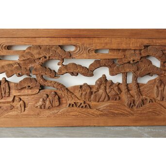 枠無 楼閣文人 堅木欄間　R0446 