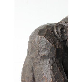 宮本理三郎 チンパンジー 木彫置物　X565 